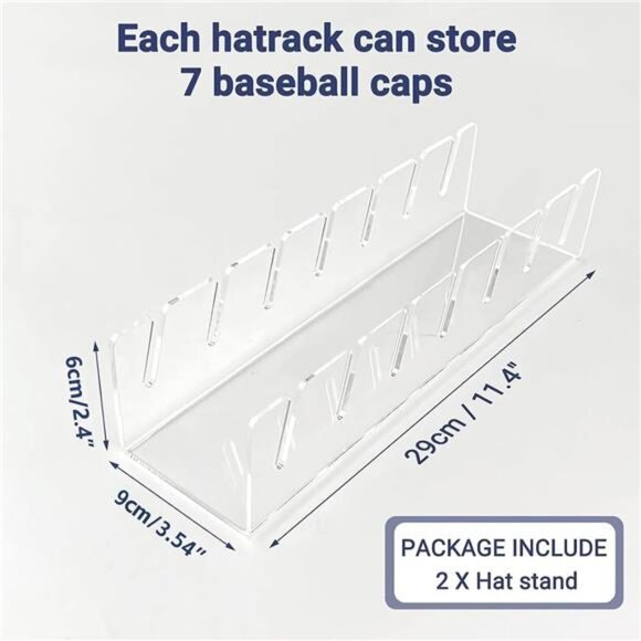 Hat Organizer Acrylic Hat Stand for 14 Baseball Caps Hat Display Rack Bedroom Cl - Picture 2 of 7
